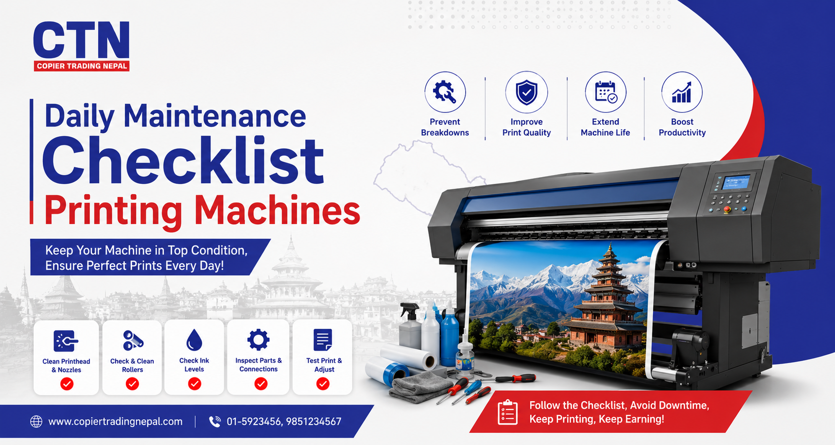 Daily maintenance checklist printing machines